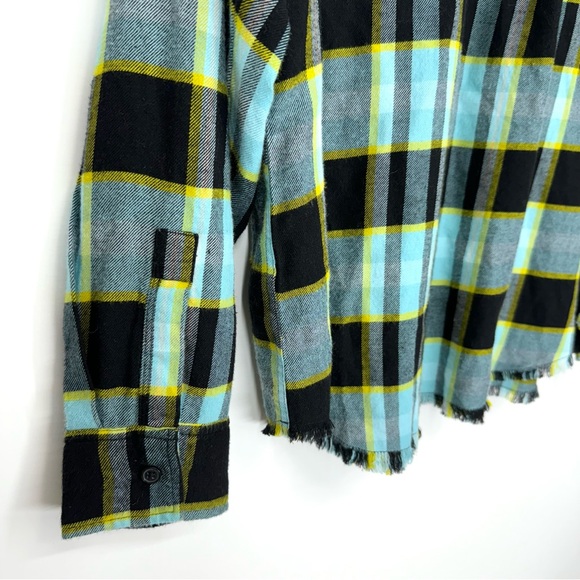Rails Brando Sky Mixed Plaid Fringe Flannel Soft Button Up Shirt Size Large - Picture 10 of 16